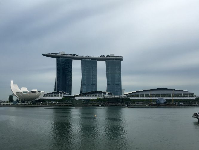 Probably the most famous building in Singapore and the culmination of its urban development: Marina Bay Sands - hotels, mall, and a ship on top. Because we can.