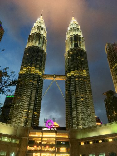 The modern symbol of KL: The Petronas towers named after the state-owned oil company, and the tallest twin towers in the world.