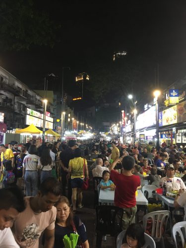 At night, one of the central streets is closed for traffic and transformed into a giant night food market. Pretty cool.