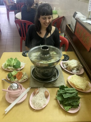 Afterwards we had dinner in his organic restaurant - Chinese steamboat. Similar to fondue, with charcoal in the lower pot heating the soup.